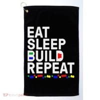 Eat Sleep Build Gift Cool Blocks Building Golf Towel thumb 0