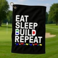 Eat Sleep Build Gift Cool Blocks Building Golf Towel thumb 1