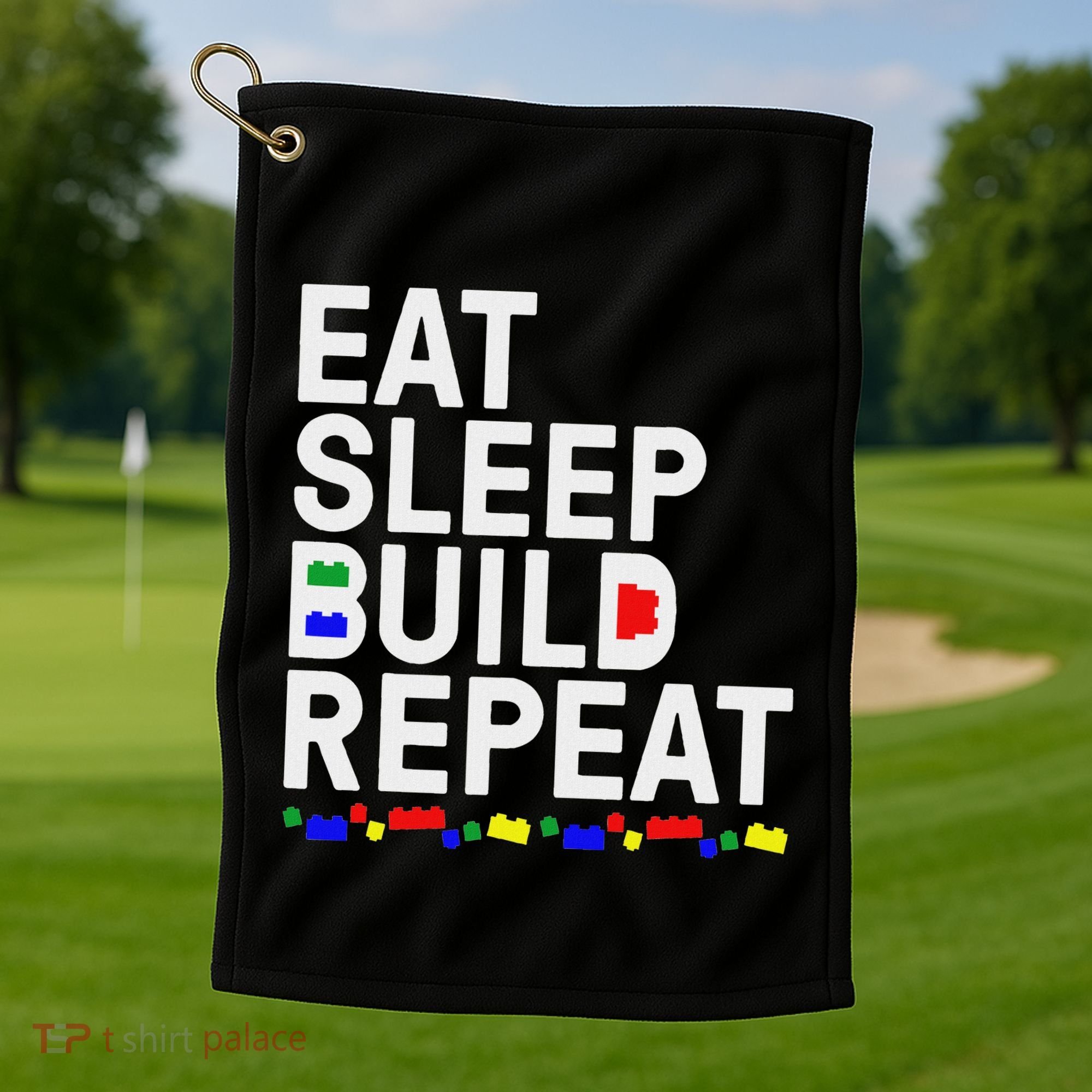 Eat Sleep Build Gift Cool Blocks Building Golf Towel