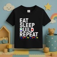 Eat Sleep Build Gift Cool Blocks Building Toddler T-Shirt thumb 3