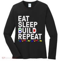 Eat Sleep Build Gift Cool Blocks Building Women's Long Sleeve Shirt thumb 0