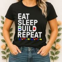 Eat Sleep Build Gift Cool Blocks Building Women's T-Shirt thumb 2