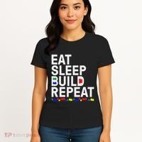 Eat Sleep Build Gift Cool Blocks Building Women's T-Shirt thumb 4