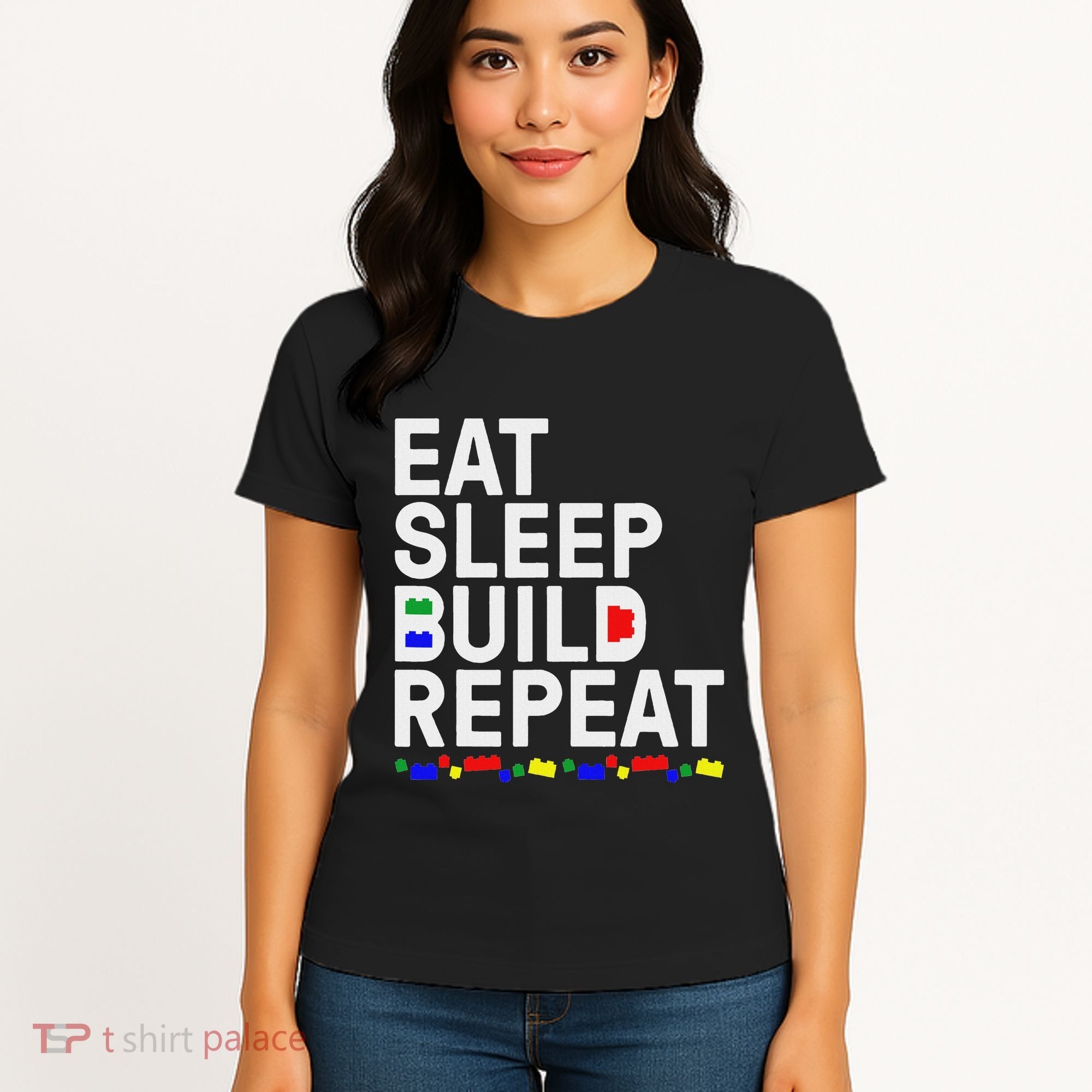 Eat Sleep Build Gift Cool Blocks Building Women's T-Shirt
