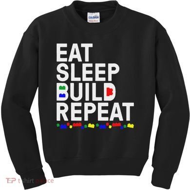 Eat Sleep Build Gift Cool Blocks Building Kids Sweatshirt