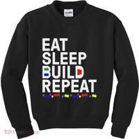 Eat Sleep Build Gift Cool Blocks Building Kids Sweatshirt thumb 0