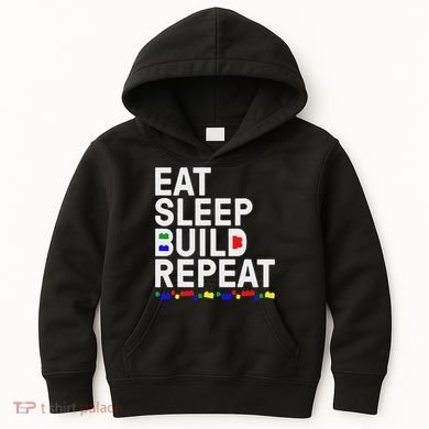 Eat Sleep Build Gift Cool Blocks Building Kids Hoodie
