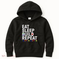 Eat Sleep Build Gift Cool Blocks Building Kids Hoodie thumb 0