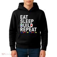 Eat Sleep Build Gift Cool Blocks Building Kids Hoodie thumb 4