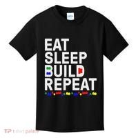 Eat Sleep Build Gift Cool Blocks Building Kids T-Shirt thumb 0
