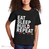 Eat Sleep Build Gift Cool Blocks Building Kids T-Shirt thumb 2