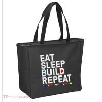 Eat Sleep Build Gift Cool Blocks Building Tote Bag thumb 2