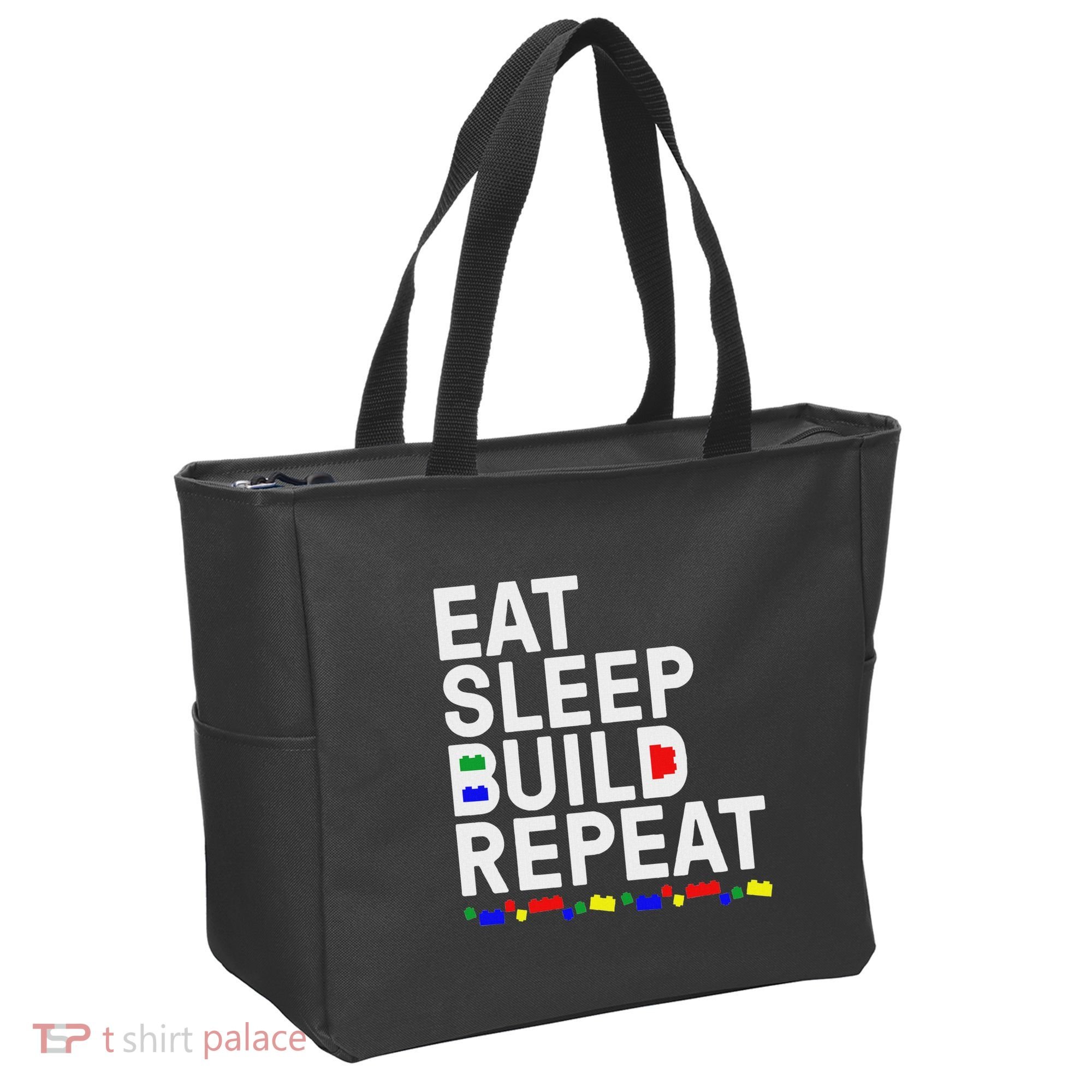 Eat Sleep Build Gift Cool Blocks Building Tote Bag