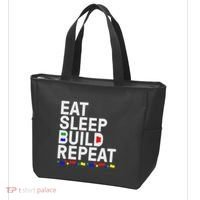 Eat Sleep Build Gift Cool Blocks Building Tote Bag thumb 3