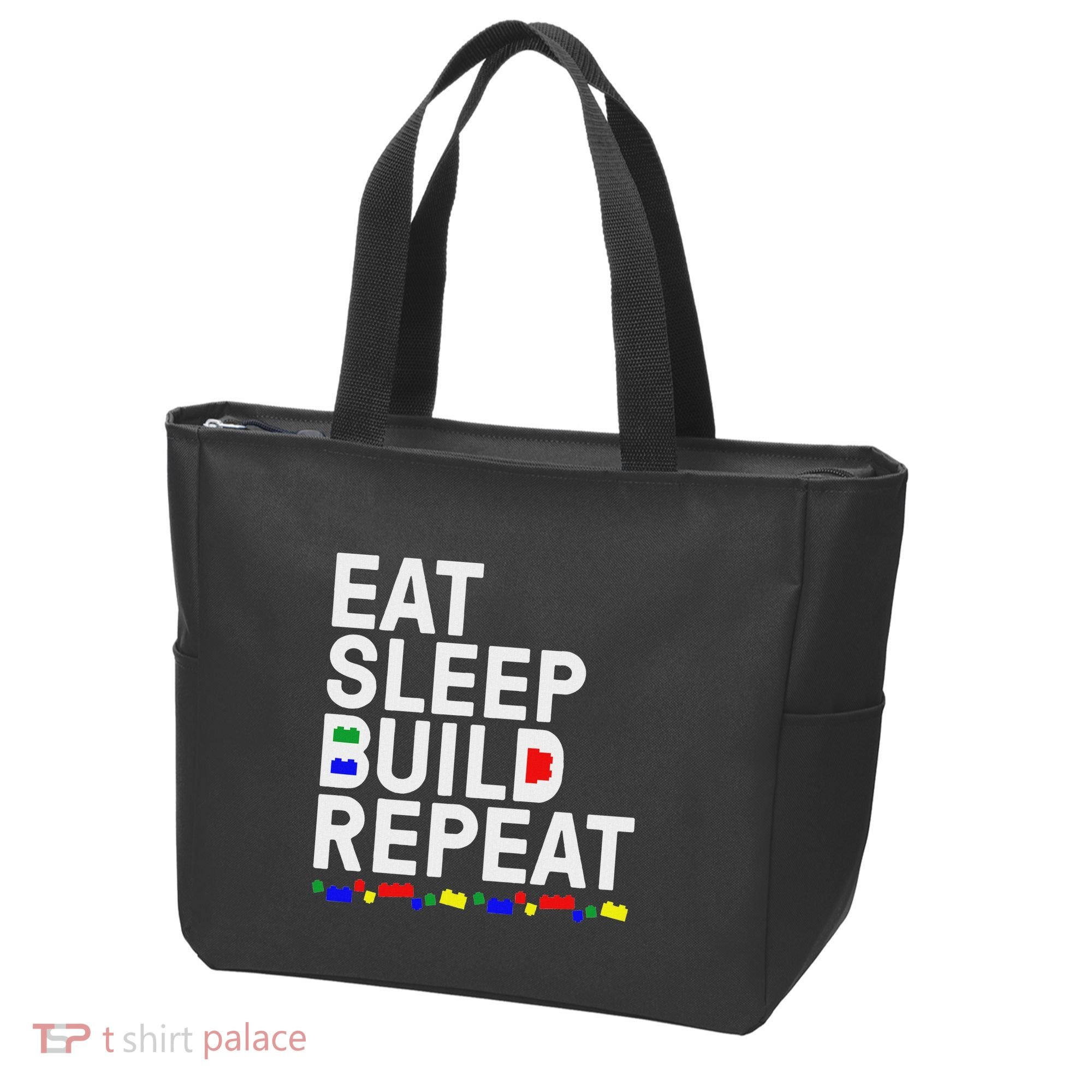 Eat Sleep Build Gift Cool Blocks Building Tote Bag