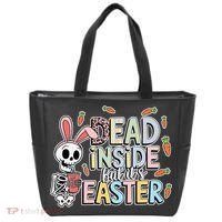 Easter Skeleton Bunny But Did You Dye Spring Egg Tote Bag thumb 0