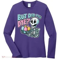 Easter Skeleton Bunny But Did You Dye Spring Egg Women's Long Sleeve Shirt thumb 0