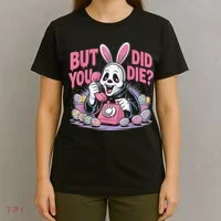 Easter Skeleton Bunny But Did You Dye Spring Egg T-Shirt thumb 4