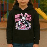 Easter Skeleton Bunny But Did You Dye Spring Egg Kids Hoodie thumb 3