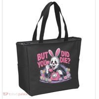 Easter Skeleton Bunny But Did You Dye Spring Egg Tote Bag thumb 2