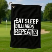 Eat Sleep Billiards Gift Golf Towel thumb 1