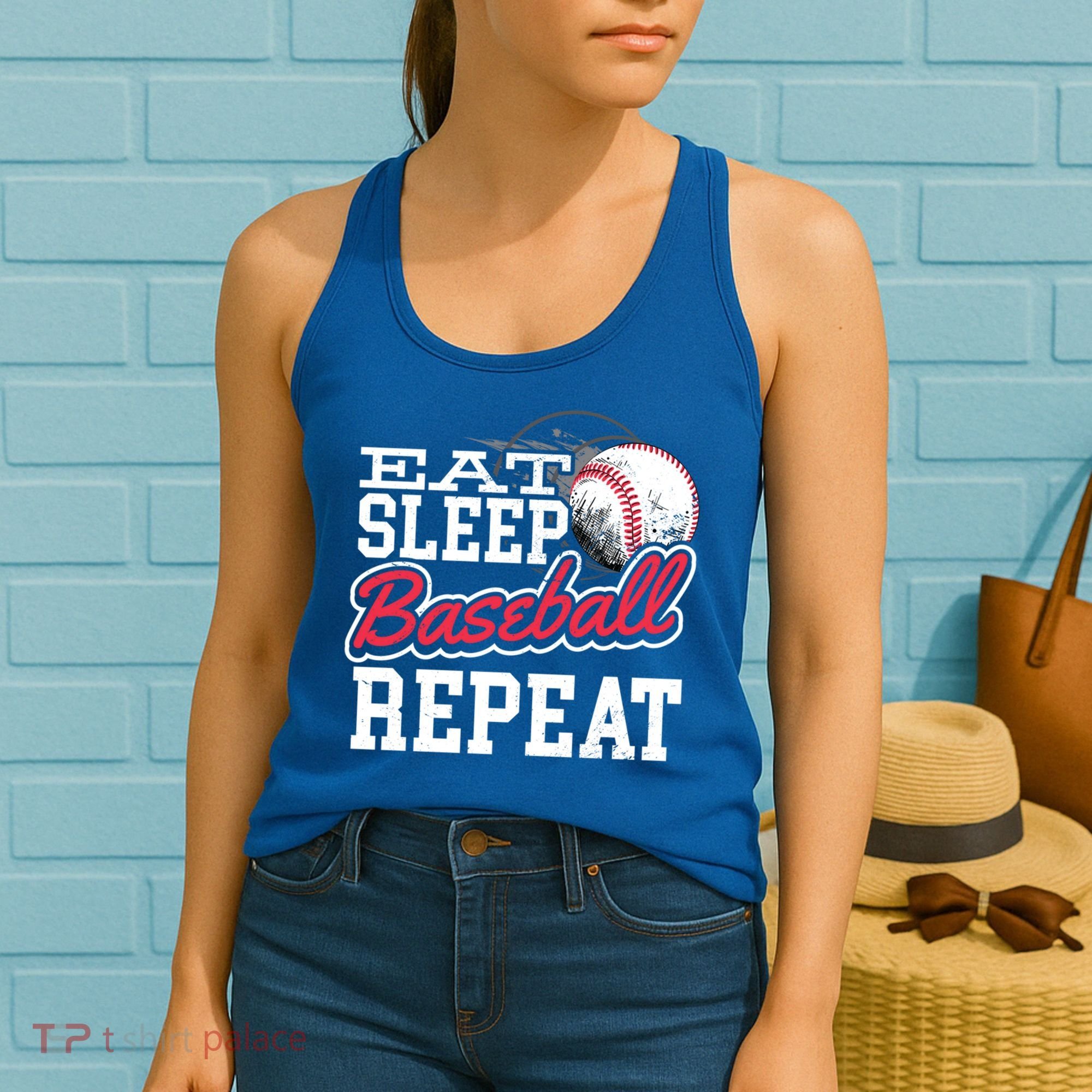 Eat Sleep Baseball Repeat Baseball Player Sports Lover Gift Women's Tank Top