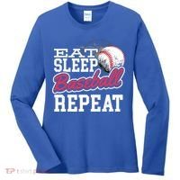 Eat Sleep Baseball Repeat Baseball Player Sports Lover Gift Women's Long Sleeve Shirt thumb 0
