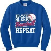 Eat Sleep Baseball Repeat Baseball Player Sports Lover Gift Kids Sweatshirt thumb 0