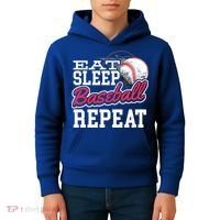 Eat Sleep Baseball Repeat Baseball Player Sports Lover Gift Kids Hoodie thumb 4