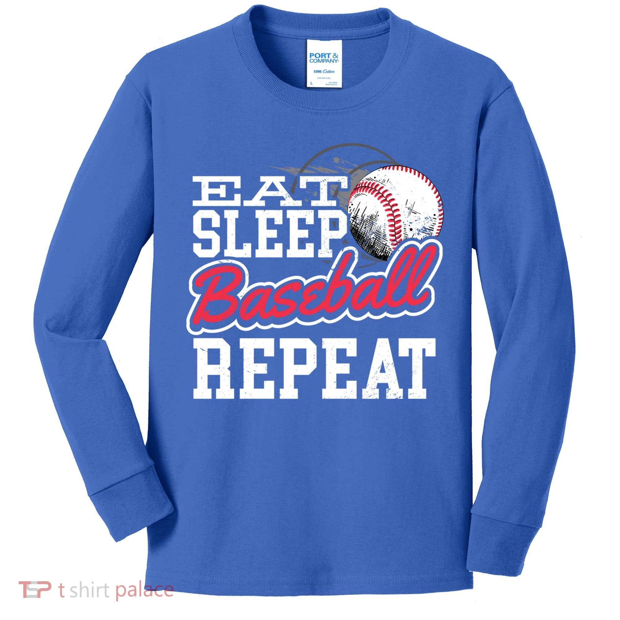 Eat Sleep Baseball Repeat Baseball Player Sports Lover Gift Kids Long Sleeve Shirt