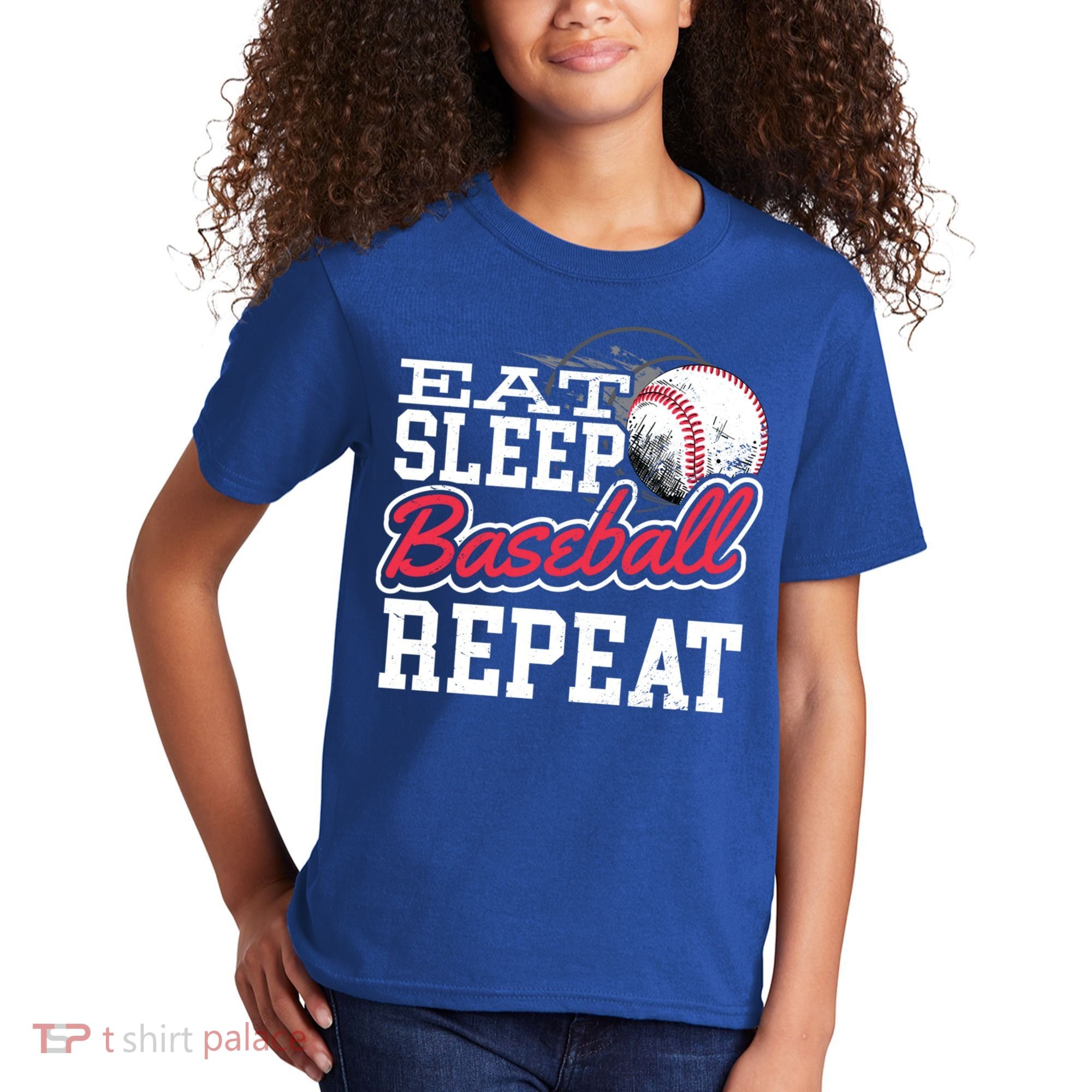 Eat Sleep Baseball Repeat Baseball Player Sports Lover Gift Kids T-Shirt