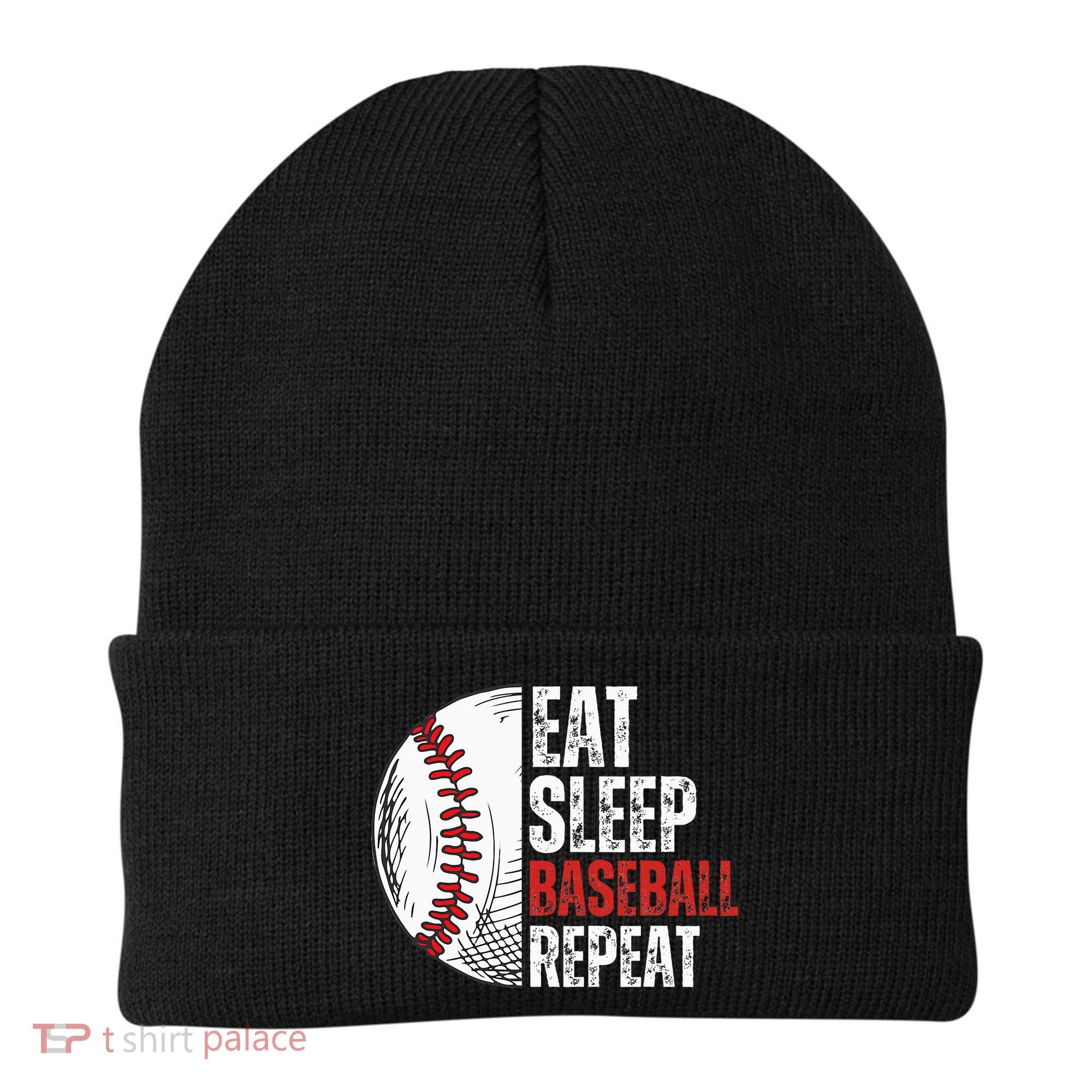 Eat Sleep Baseball Repeat Funny Baseball Players Beanie