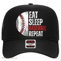 Eat Sleep Baseball Repeat Funny Baseball Players Hat thumb 0