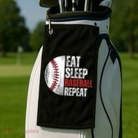 Eat Sleep Baseball Repeat Funny Baseball Players Golf Towel thumb 2