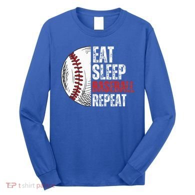Eat Sleep Baseball Repeat Funny Baseball Players Long Sleeve Shirt