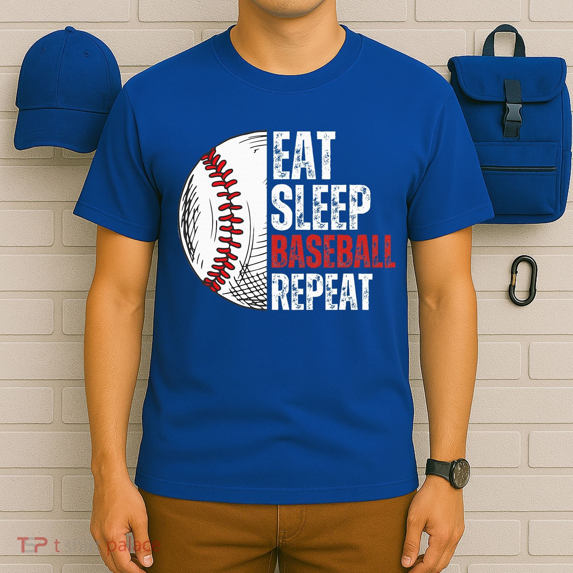 Eat Sleep Baseball Repeat Funny Baseball Players T-Shirt