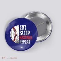 Eat Sleep Baseball Repeat Funny Baseball Players Button thumb 0