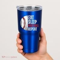 Eat Sleep Baseball Repeat Funny Baseball Players Tumbler thumb 2