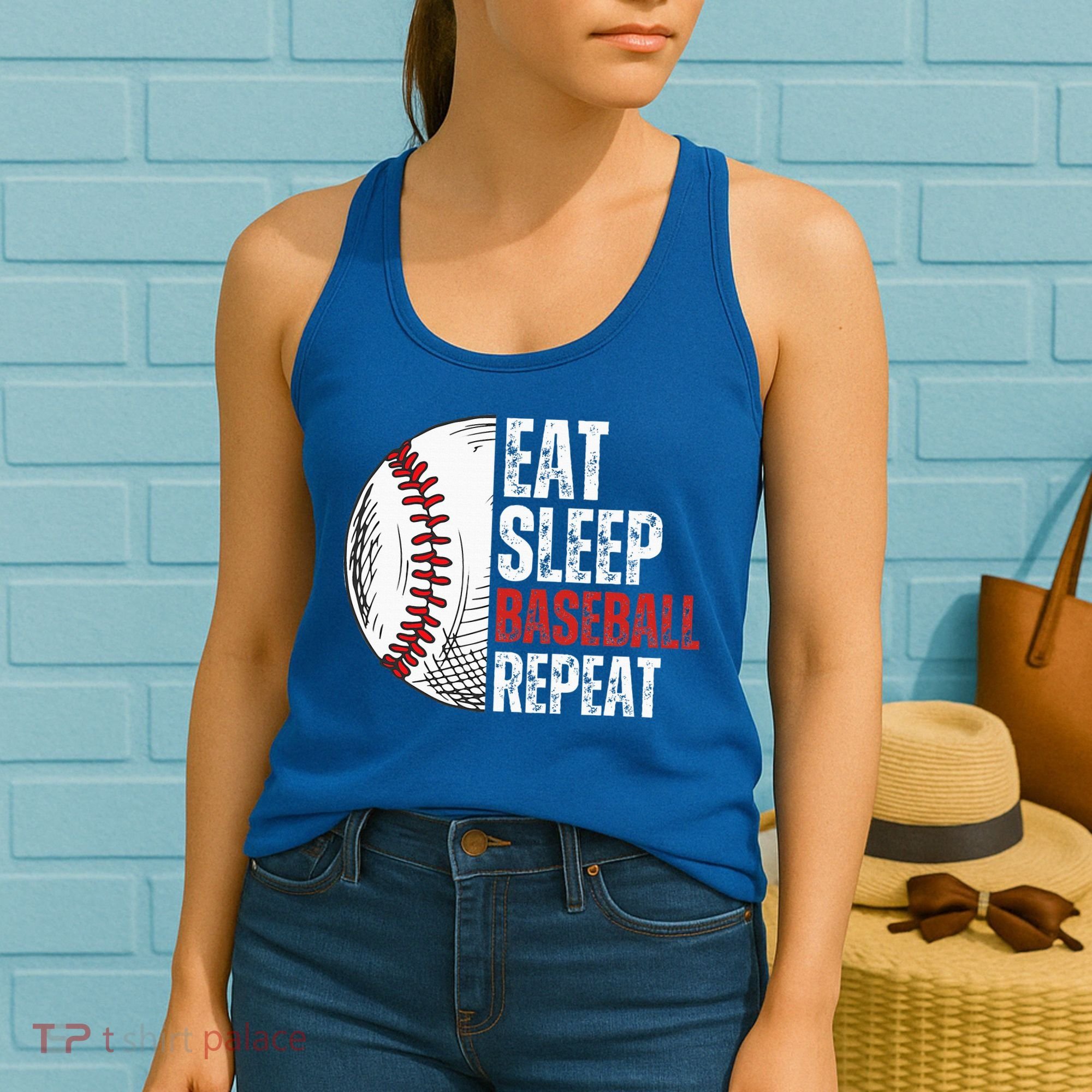 Eat Sleep Baseball Repeat Funny Baseball Players Women's Tank Top
