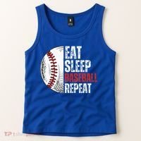 Eat Sleep Baseball Repeat Funny Baseball Players Tank Top thumb 2