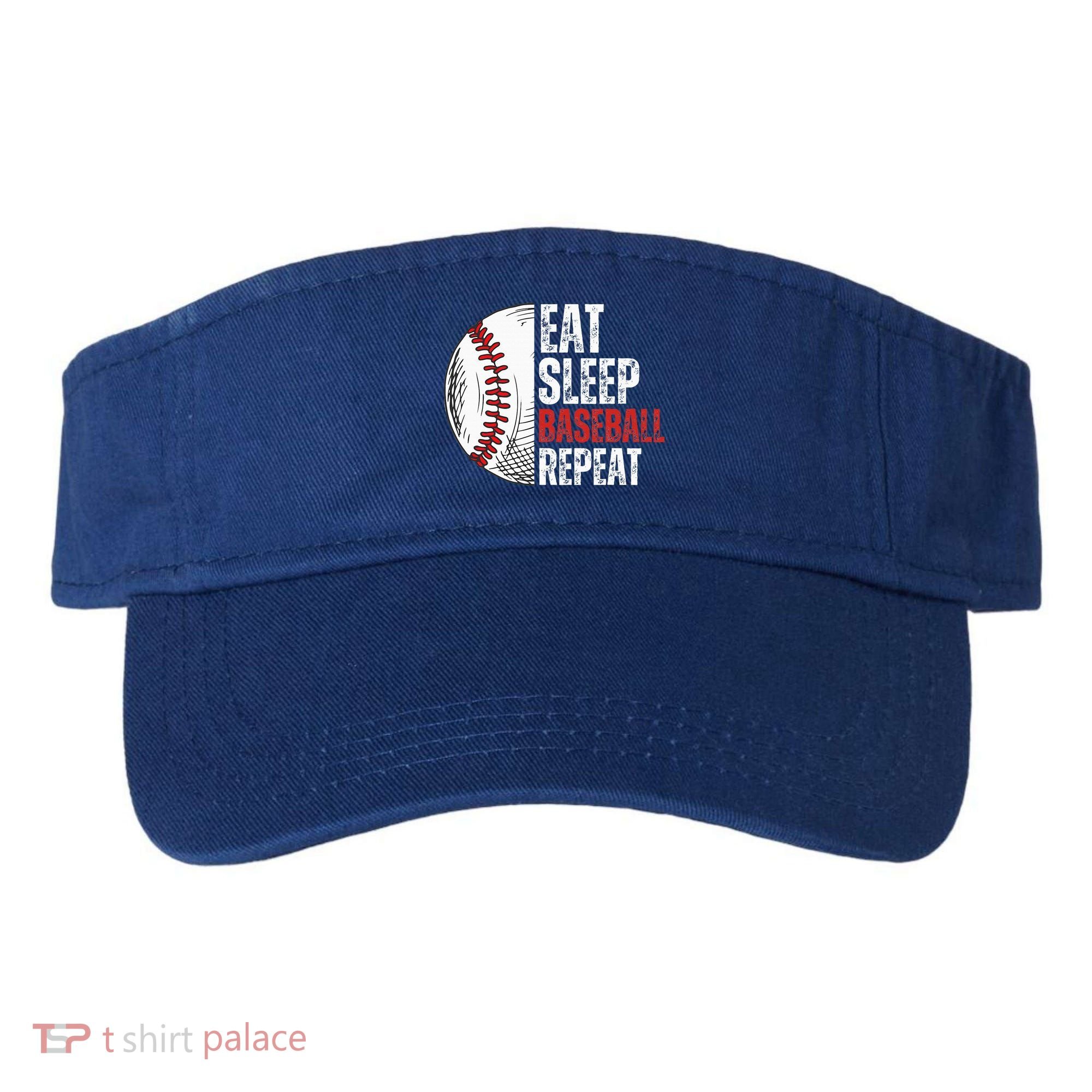 Eat Sleep Baseball Repeat Funny Baseball Players Visor