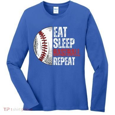 Eat Sleep Baseball Repeat Funny Baseball Players Women's Long Sleeve Shirt
