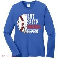 Eat Sleep Baseball Repeat Funny Baseball Players Women's Long Sleeve Shirt thumb 0
