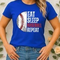 Eat Sleep Baseball Repeat Funny Baseball Players Women's T-Shirt thumb 2