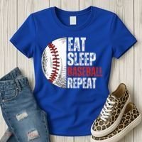 Eat Sleep Baseball Repeat Funny Baseball Players Women's T-Shirt thumb 3