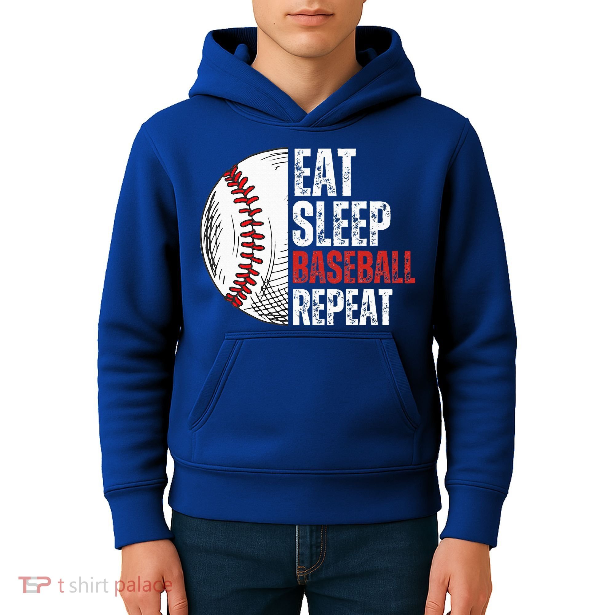 Eat Sleep Baseball Repeat Funny Baseball Players Kids Hoodie