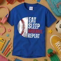 Eat Sleep Baseball Repeat Funny Baseball Players Kids T-Shirt thumb 3