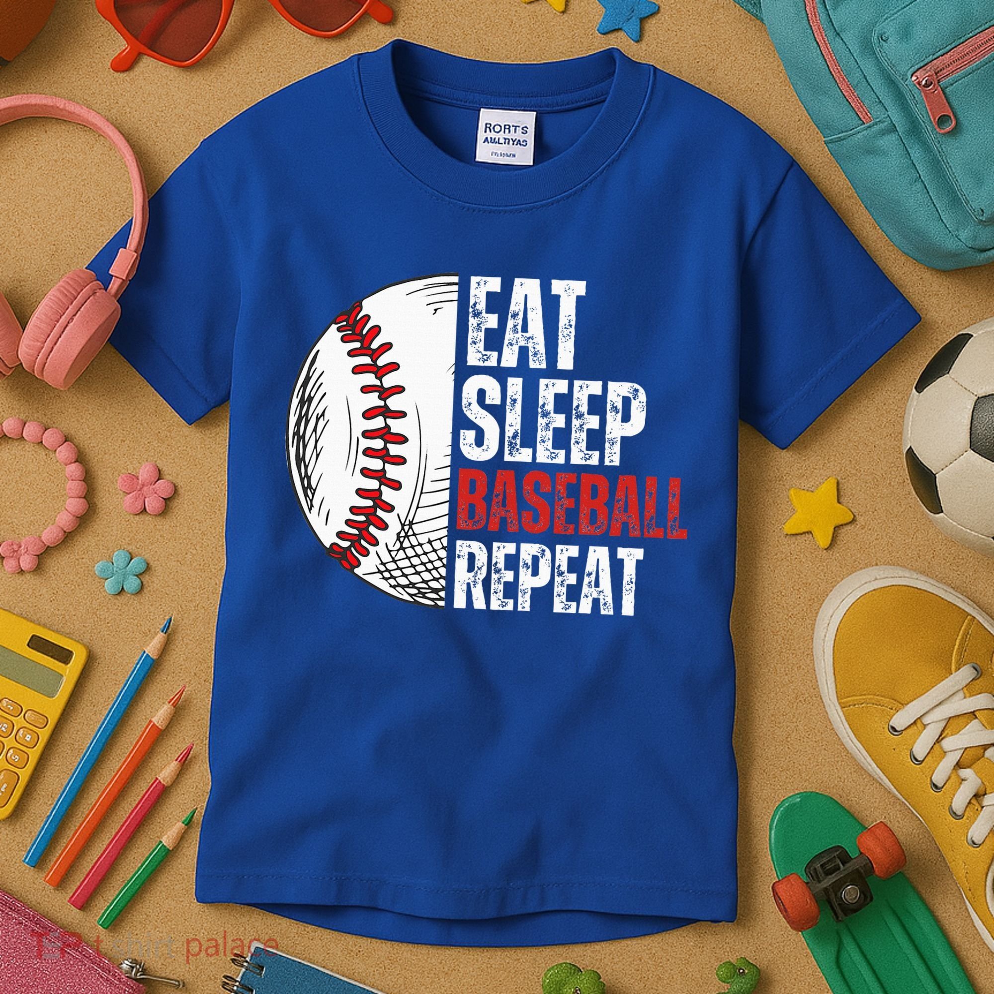 Eat Sleep Baseball Repeat Funny Baseball Players Kids T-Shirt