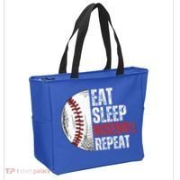 Eat Sleep Baseball Repeat Funny Baseball Players Tote Bag thumb 2