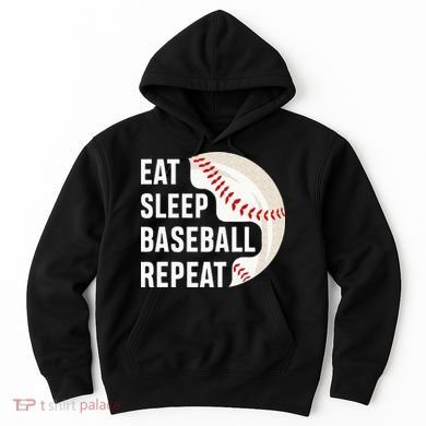 EAT SLEEP BASEBALL REPEAT Baseball Player Hoodie
